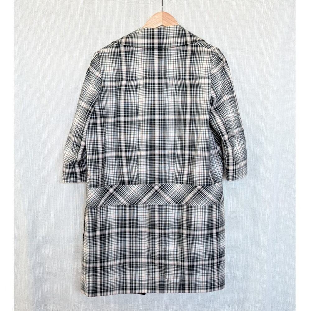 Gucci Double-breasted Long Coat Womens IT40/US 4 Authentic Checked 3/4 Sleeve - Picture 3 of 13
